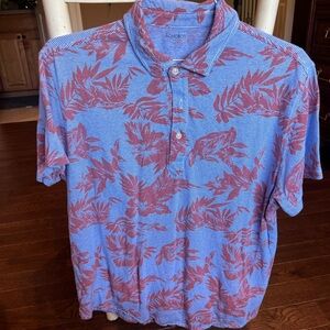 Bonobos Men's Blue and Red Leaf Print Polo